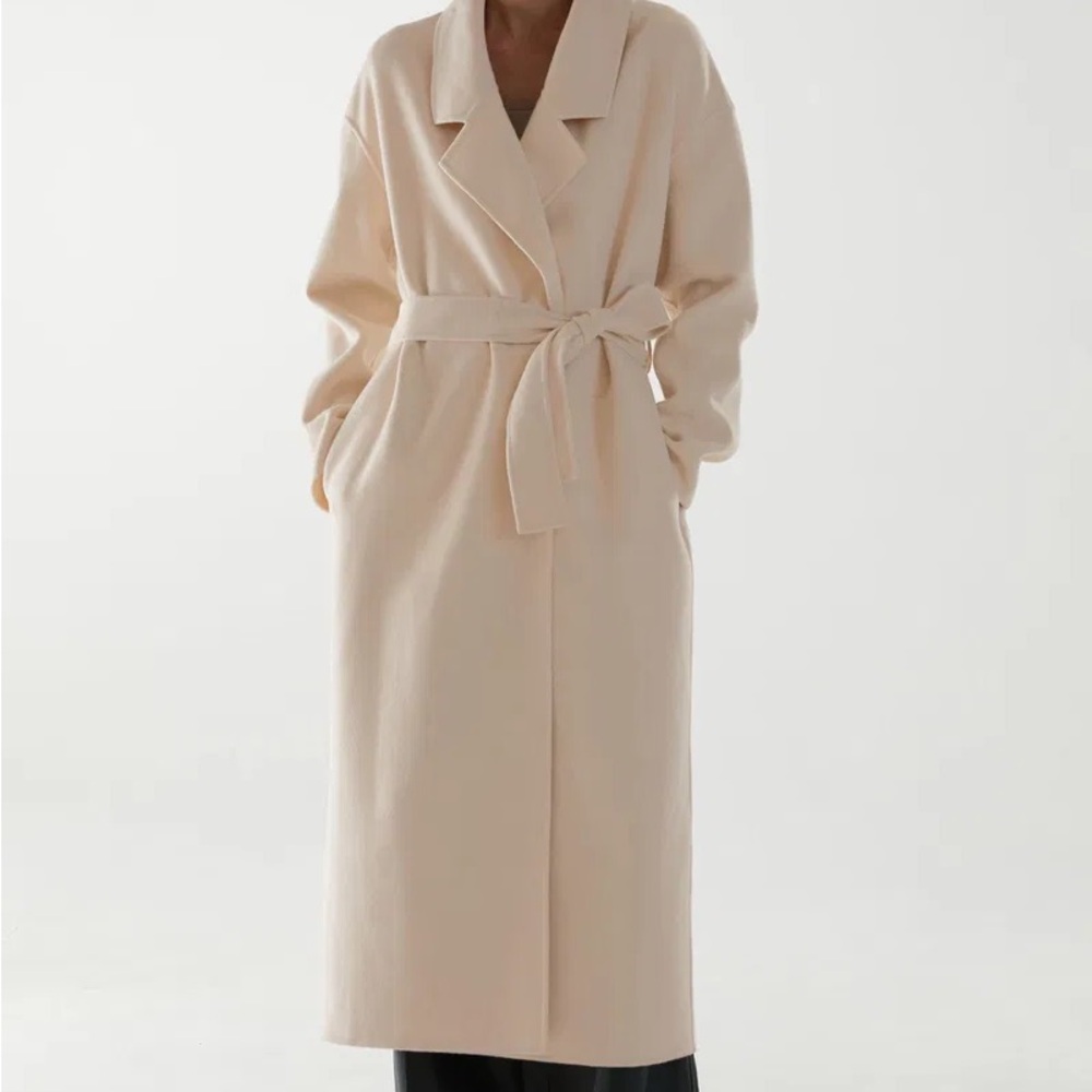 WOOL MIX RELAXED BELTED COAT IN BEIGE from COS